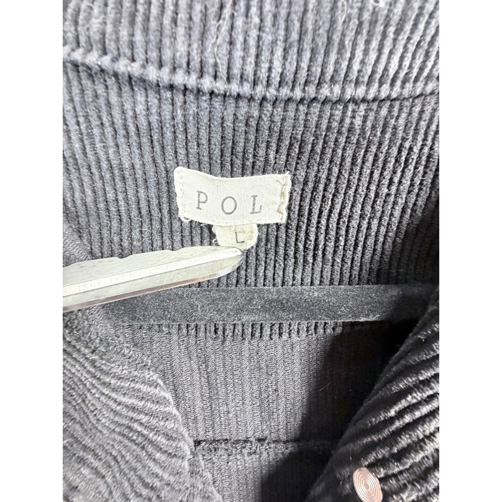 POL Black Corduroy Cropped Jacket Raw Hem Shacket Size L - Picture 4 of 7